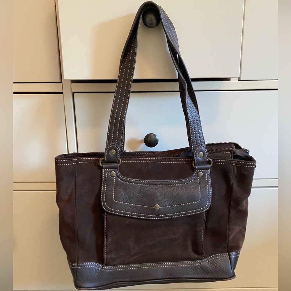 Eddie Bauer leather and suede tote/Bag fall 2006